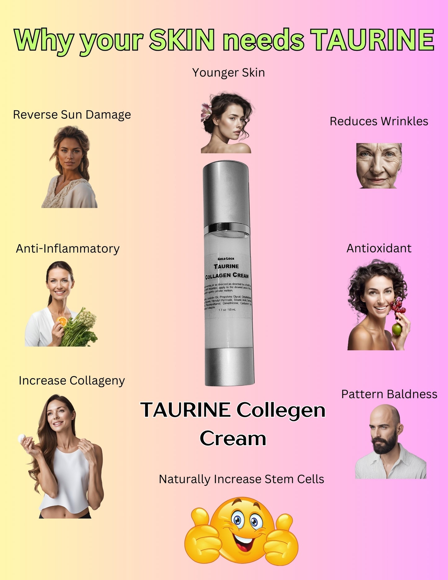 TAURINE Anti Aging Collagen Skin Cream 1.7 oz
